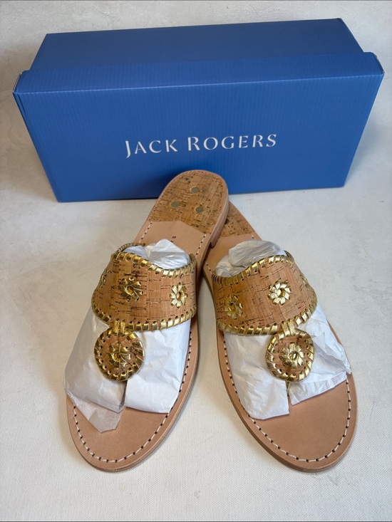 Jack Rogers Shoes - Jack Rogers Flat Sandal, Original Jacks, New, Natural Cork/Gold, size 11